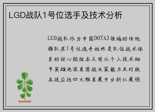 LGD战队1号位选手及技术分析